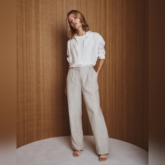 Quince Natural Linen Wide Leg Trouser Size M - Picture 8 of 9